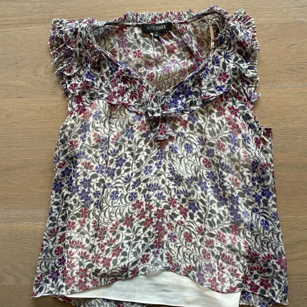 Intermix blouse with attached camisole inside